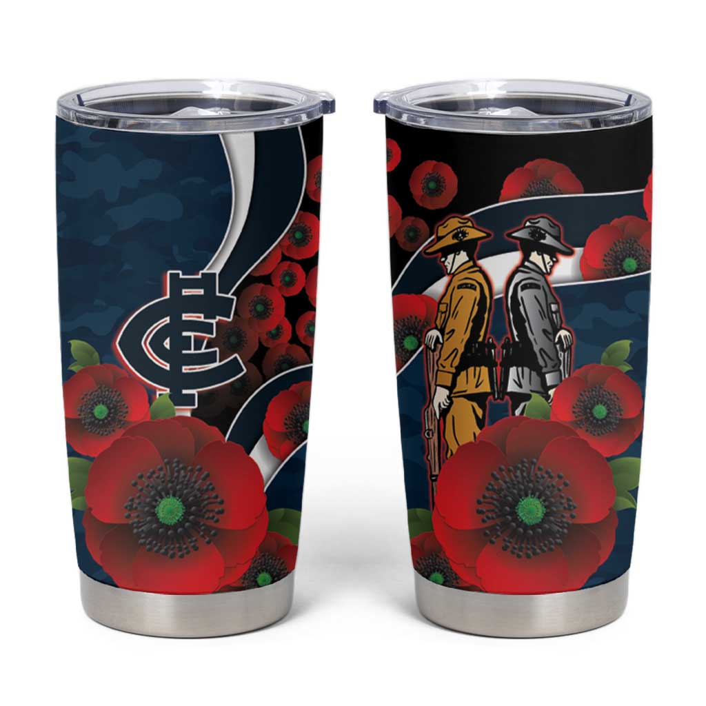Carlton Blues ANZAC Personalised Tumbler Cup Lest We Forget Poppy Camo