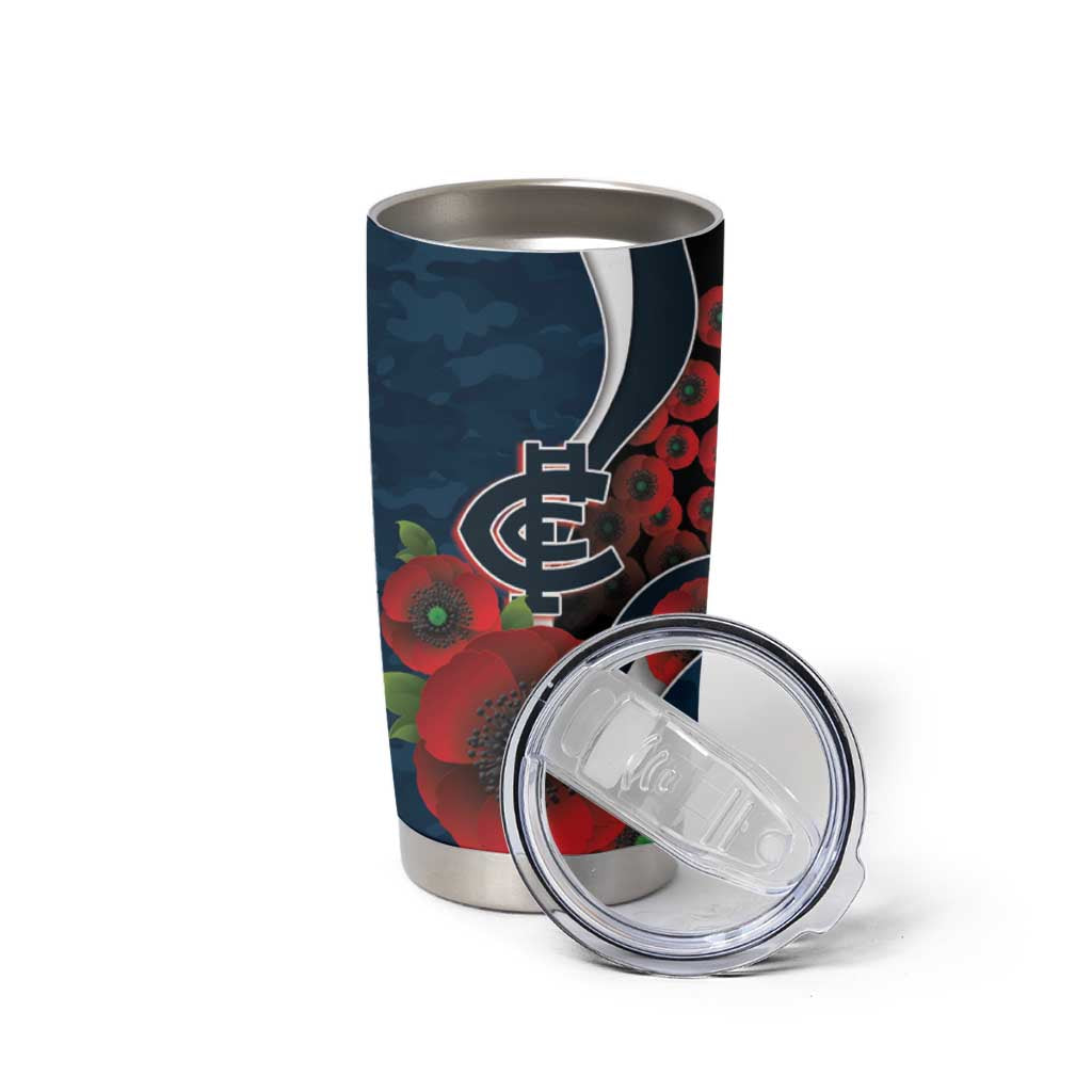 Carlton Blues ANZAC Personalised Tumbler Cup Lest We Forget Poppy Camo