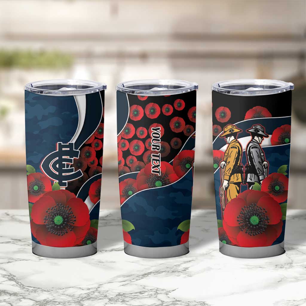 Carlton Blues ANZAC Personalised Tumbler Cup Lest We Forget Poppy Camo
