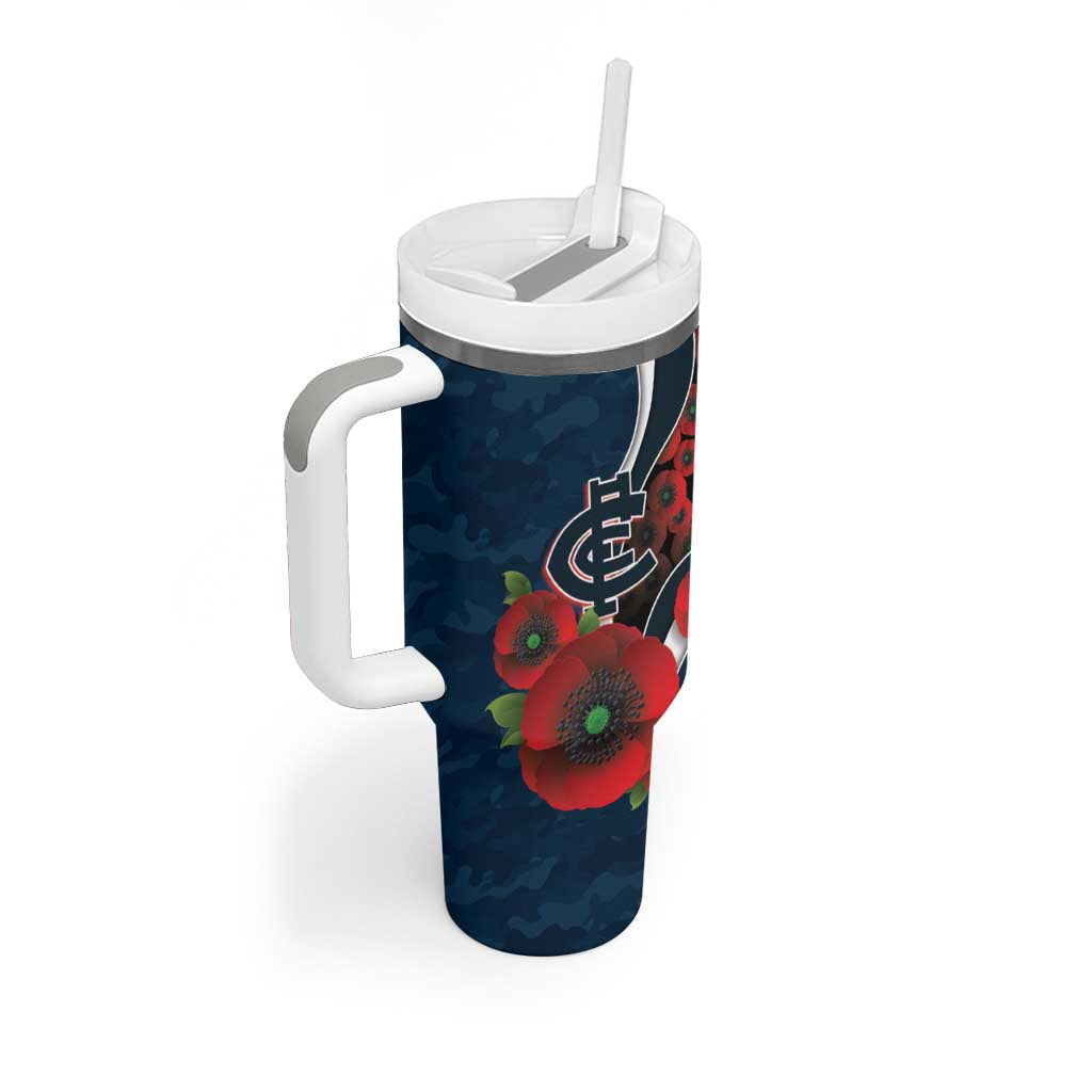 Carlton Blues ANZAC Personalised Tumbler With Handle Lest We Forget Poppy Camo