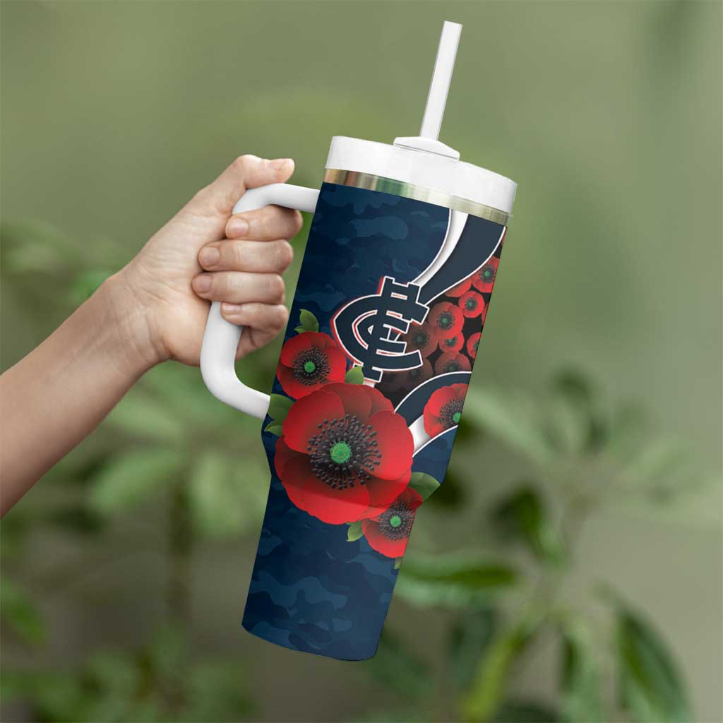 Carlton Blues ANZAC Personalised Tumbler With Handle Lest We Forget Poppy Camo