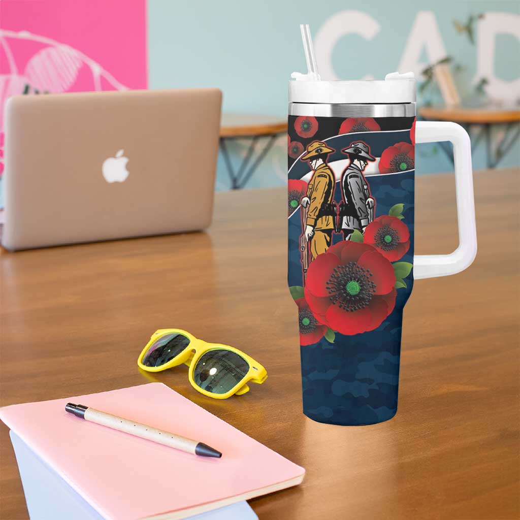 Carlton Blues ANZAC Personalised Tumbler With Handle Lest We Forget Poppy Camo