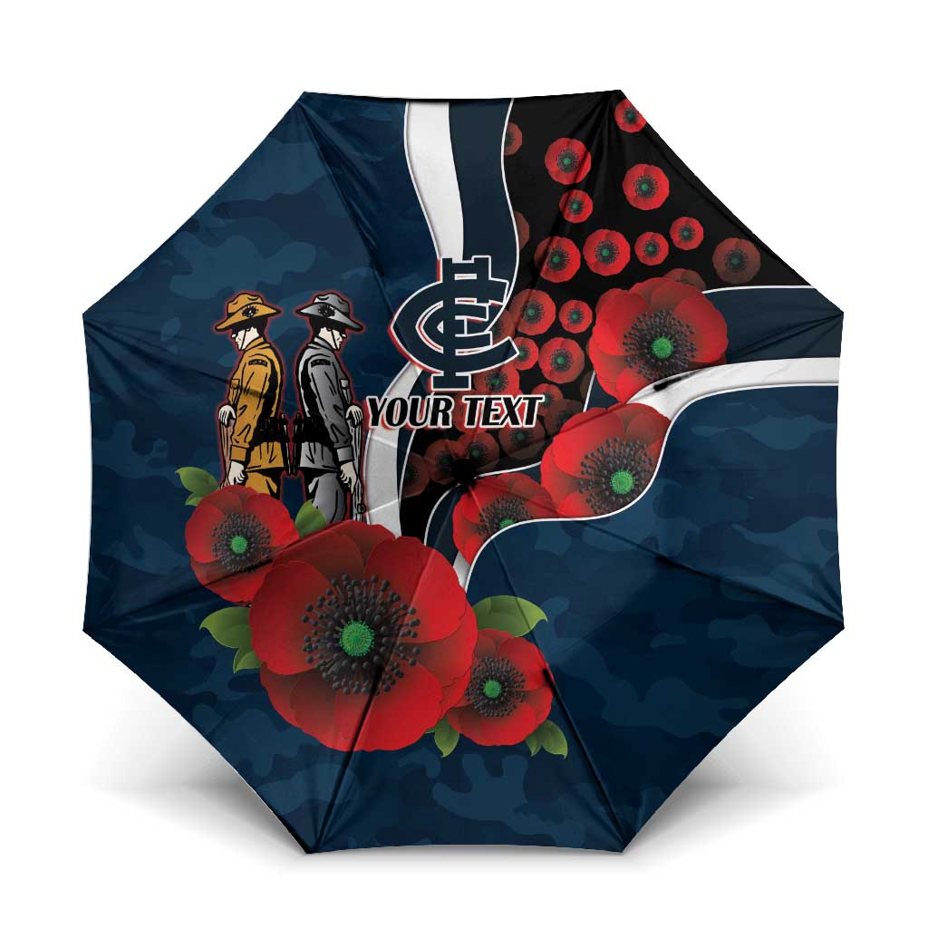 Carlton Blues ANZAC Personalised Umbrella Lest We Forget Poppy Camo