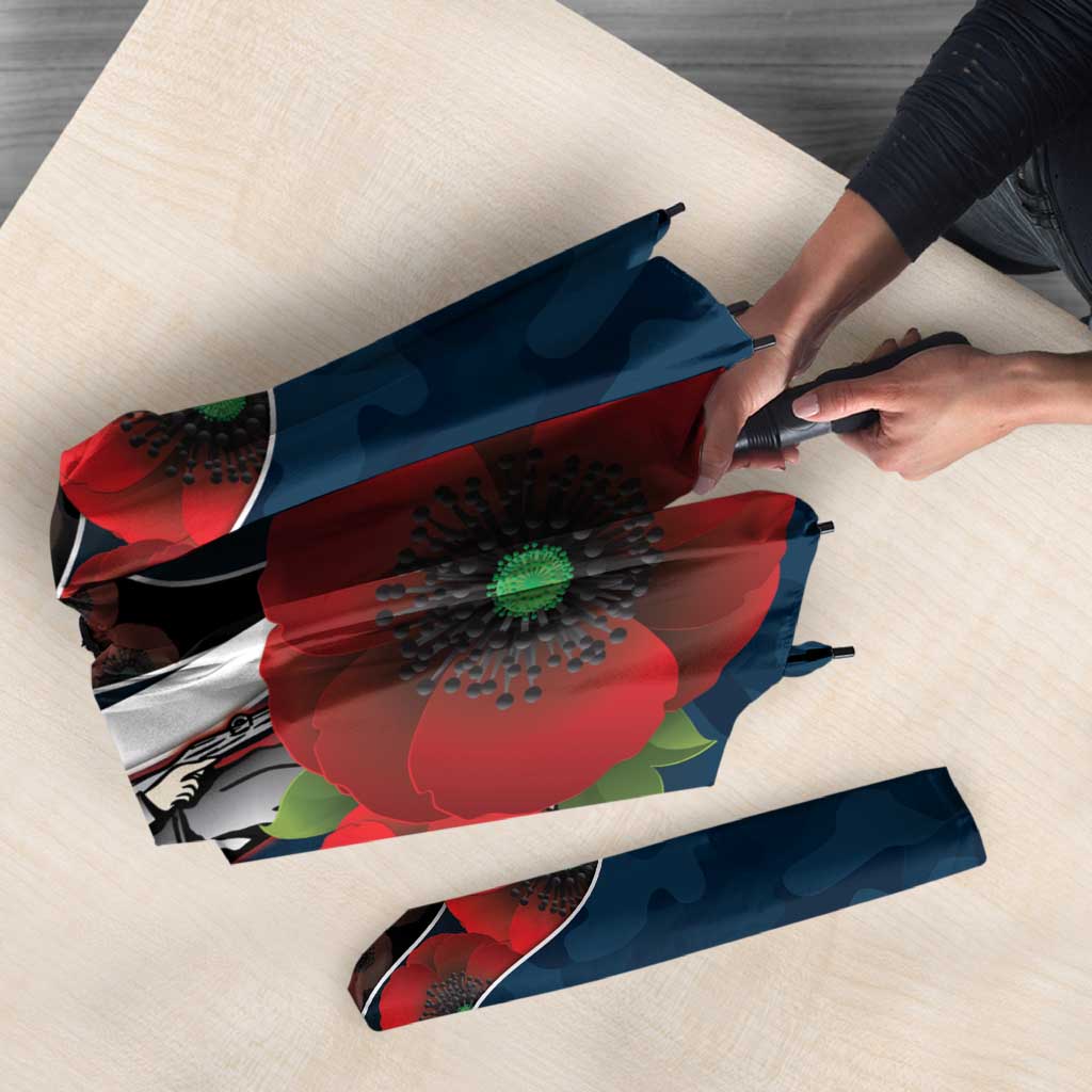 Carlton Blues ANZAC Personalised Umbrella Lest We Forget Poppy Camo