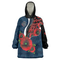Carlton Blues ANZAC Personalised Wearable Blanket Hoodie Lest We Forget Poppy Camo