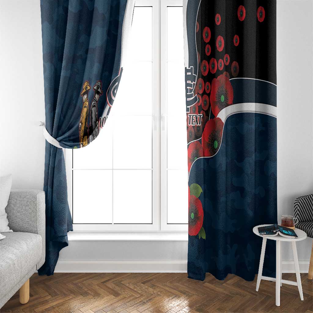 Carlton Blues ANZAC Personalised Window Curtain Lest We Forget Poppy Camo