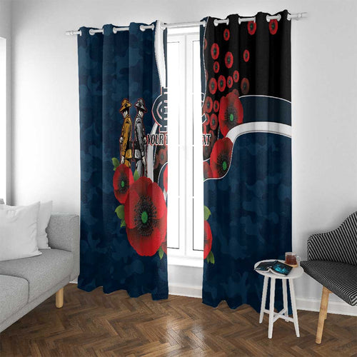 Carlton Blues ANZAC Personalised Window Curtain Lest We Forget Poppy Camo