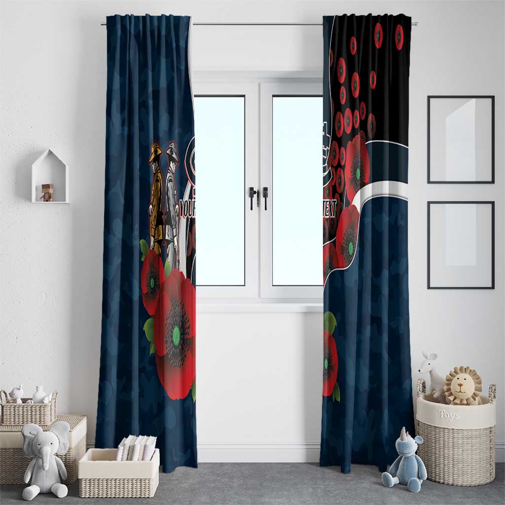 Carlton Blues ANZAC Personalised Window Curtain Lest We Forget Poppy Camo