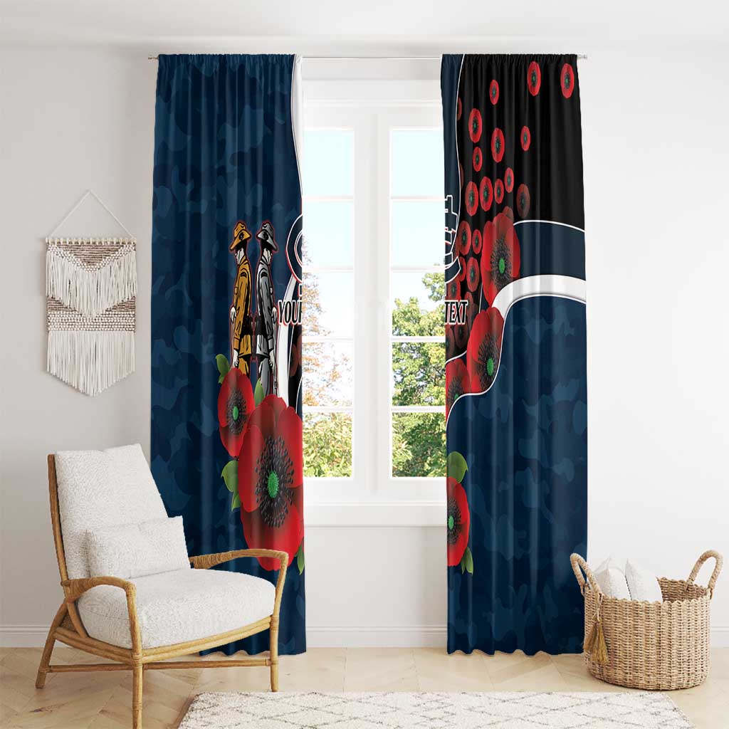 Carlton Blues ANZAC Personalised Window Curtain Lest We Forget Poppy Camo