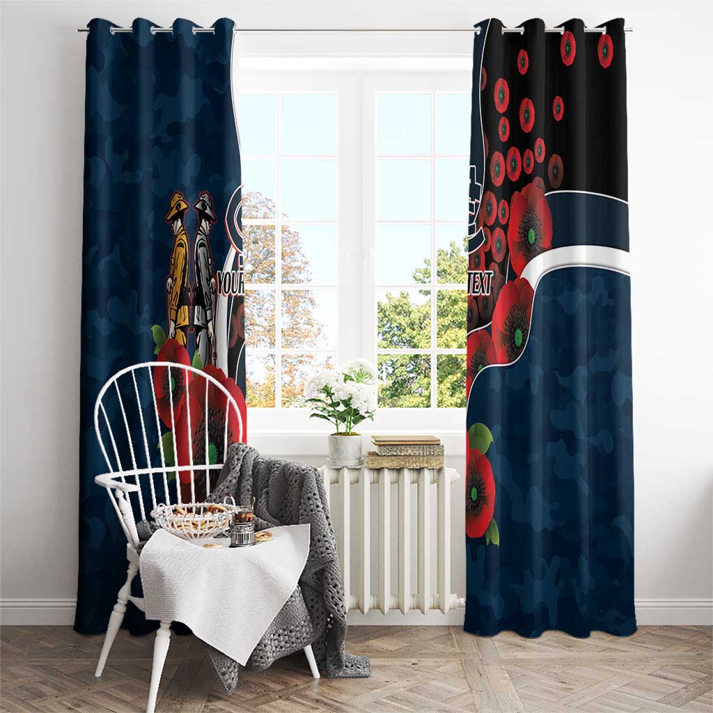 Carlton Blues ANZAC Personalised Window Curtain Lest We Forget Poppy Camo