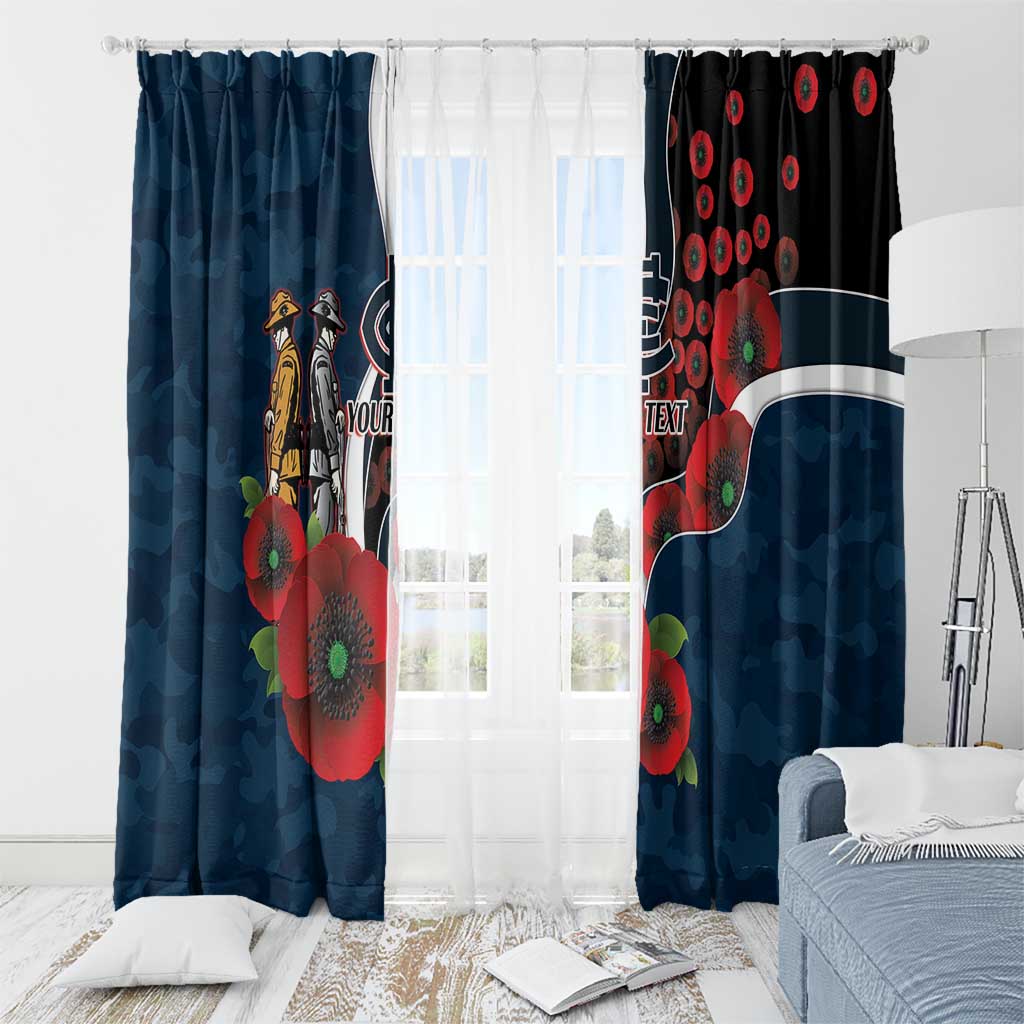 Carlton Blues ANZAC Personalised Window Curtain Lest We Forget Poppy Camo