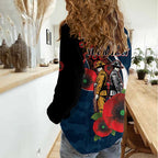 Carlton Blues ANZAC Personalised Women Casual Shirt Lest We Forget Poppy Camo