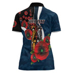 Carlton Blues ANZAC Personalised Women Polo Shirt Lest We Forget Poppy Camo
