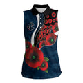 Carlton Blues ANZAC Personalised Women Sleeveless Polo Shirt Lest We Forget Poppy Camo