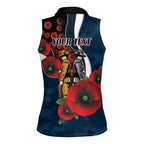 Carlton Blues ANZAC Personalised Women Sleeveless Polo Shirt Lest We Forget Poppy Camo
