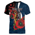 Carlton Blues ANZAC Personalised Women V-Neck T-Shirt Lest We Forget Poppy Camo