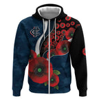Carlton Blues ANZAC Personalised Zip Hoodie Lest We Forget Poppy Camo