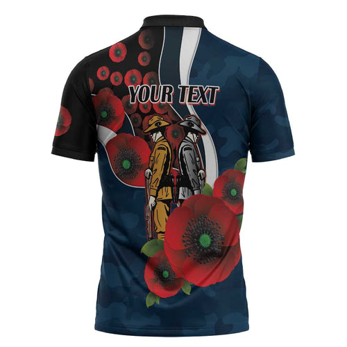 Carlton Blues ANZAC Personalised Zipper Polo Shirt Lest We Forget Poppy Camo