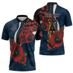 Carlton Blues ANZAC Personalised Zipper Polo Shirt Lest We Forget Poppy Camo
