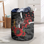 Collingwood Magpies ANZAC Personalised Laundry Basket Lest We Forget Poppy Camo