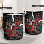 Collingwood Magpies ANZAC Personalised Laundry Basket Lest We Forget Poppy Camo