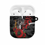Collingwood Magpies ANZAC Personalised AirPods Case Lest We Forget Poppy Camo