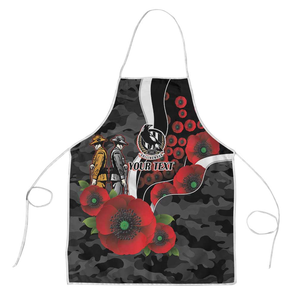 Collingwood Magpies ANZAC Personalised Apron Lest We Forget Poppy Camo