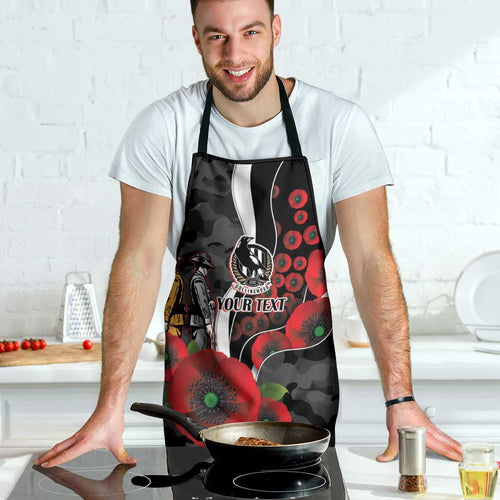 Collingwood Magpies ANZAC Personalised Apron Lest We Forget Poppy Camo