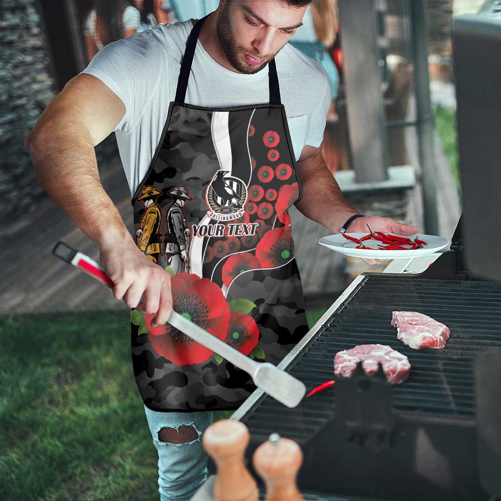 Collingwood Magpies ANZAC Personalised Apron Lest We Forget Poppy Camo