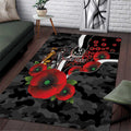 Collingwood Magpies ANZAC Personalised Area Rug Lest We Forget Poppy Camo