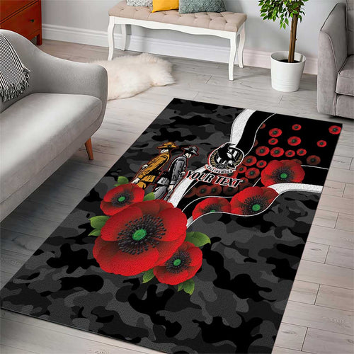 Collingwood Magpies ANZAC Personalised Area Rug Lest We Forget Poppy Camo