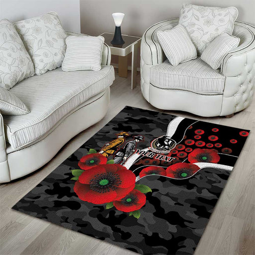 Collingwood Magpies ANZAC Personalised Area Rug Lest We Forget Poppy Camo