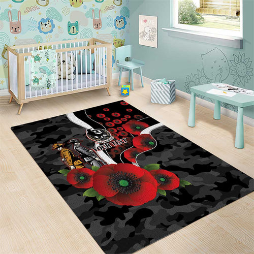 Collingwood Magpies ANZAC Personalised Area Rug Lest We Forget Poppy Camo