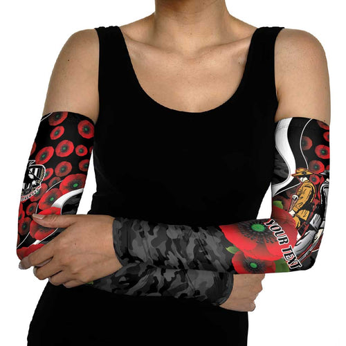 Collingwood Magpies ANZAC Personalised Arm Sleeves Lest We Forget Poppy Camo