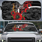 Collingwood Magpies ANZAC Personalised Auto Sun Shade Lest We Forget Poppy Camo