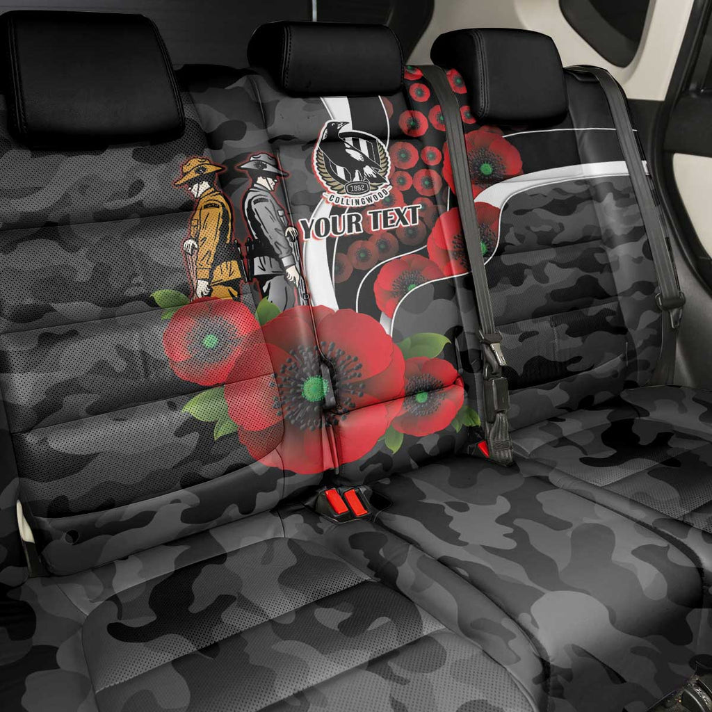 Collingwood Magpies ANZAC Personalised Back Car Seat Cover Lest We Forget Poppy Camo