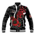 Collingwood Magpies ANZAC Personalised Baseball Jacket Lest We Forget Poppy Camo