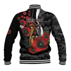 Collingwood Magpies ANZAC Personalised Baseball Jacket Lest We Forget Poppy Camo