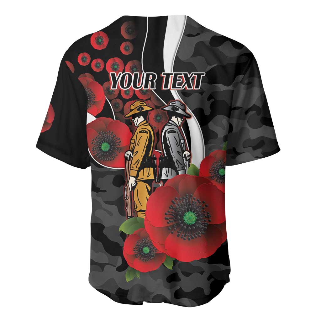 Collingwood Magpies ANZAC Personalised Baseball Jersey Lest We Forget Poppy Camo