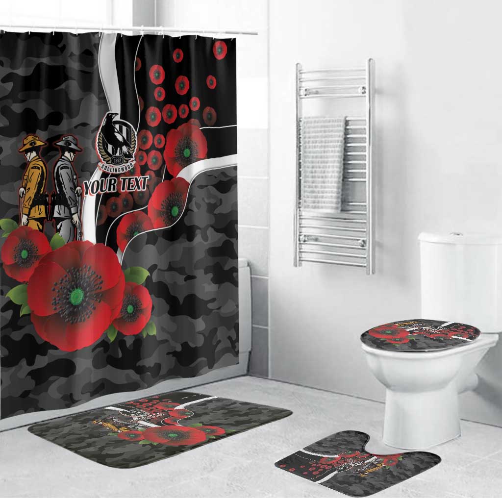 Collingwood Magpies ANZAC Personalised Bathroom Set Lest We Forget Poppy Camo