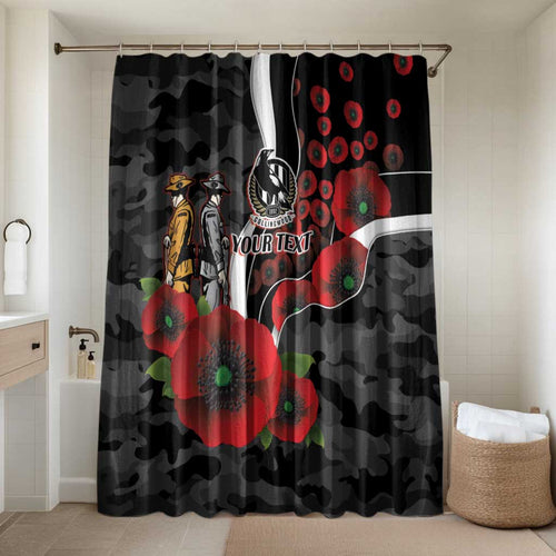 Collingwood Magpies ANZAC Personalised Bathroom Set Lest We Forget Poppy Camo