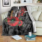 Collingwood Magpies ANZAC Personalised Blanket Lest We Forget Poppy Camo