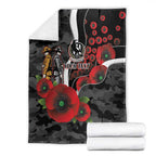 Collingwood Magpies ANZAC Personalised Blanket Lest We Forget Poppy Camo