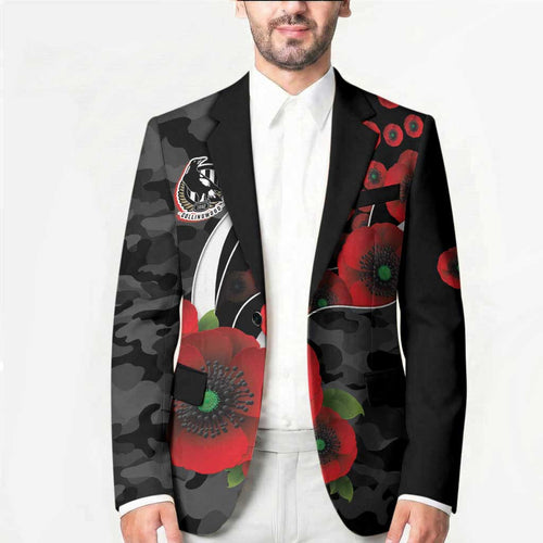 Collingwood Magpies ANZAC Personalised Blazer Lest We Forget Poppy Camo