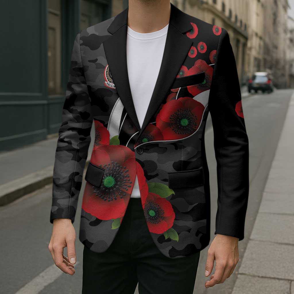 Collingwood Magpies ANZAC Personalised Blazer Lest We Forget Poppy Camo