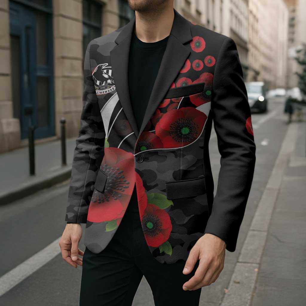 Collingwood Magpies ANZAC Personalised Blazer Lest We Forget Poppy Camo