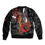 Collingwood Magpies ANZAC Personalised Bomber Jacket Lest We Forget Poppy Camo