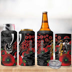 Collingwood Magpies ANZAC Personalised 4 in 1 Can Cooler Tumbler Lest We Forget Poppy Camo