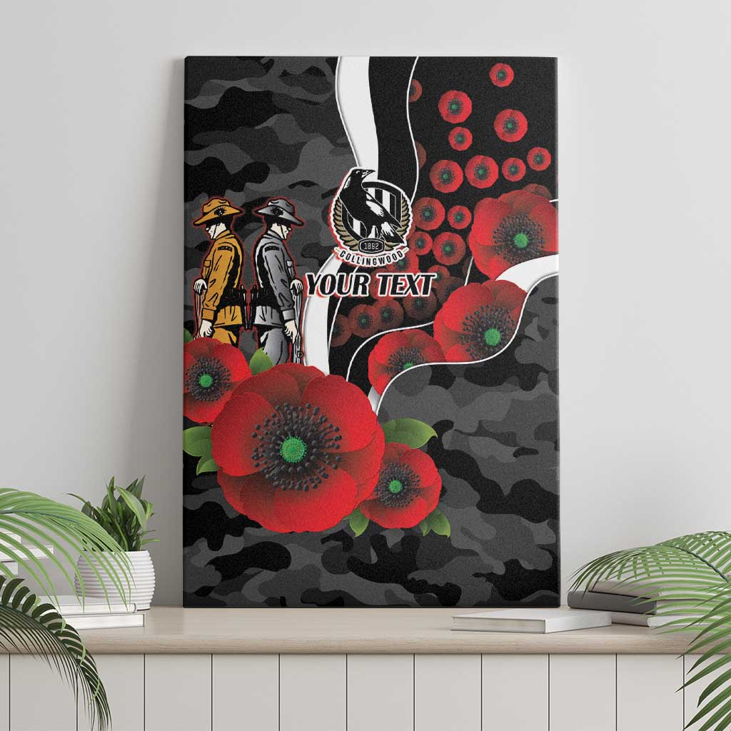 Collingwood Magpies ANZAC Personalised Canvas Wall Art Lest We Forget Poppy Camo