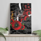 Collingwood Magpies ANZAC Personalised Canvas Wall Art Lest We Forget Poppy Camo